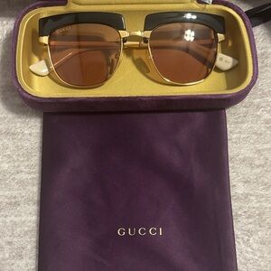 GUCCI SUPREME 1132 Gold Black/ Retro Interchangeable Rim Sunglasses